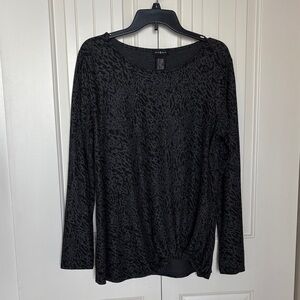 Max & Mia Gray and Black Animal Print Long Sleeve Women's Top Size L